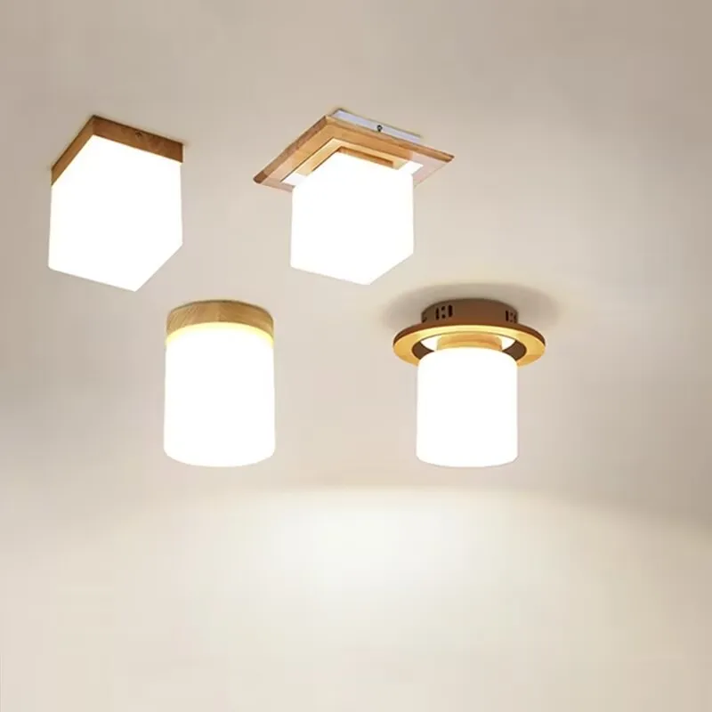 

Modern round ceiling lamps, hallway lamps, corridor lamps, simple solid wood square ceiling lamps