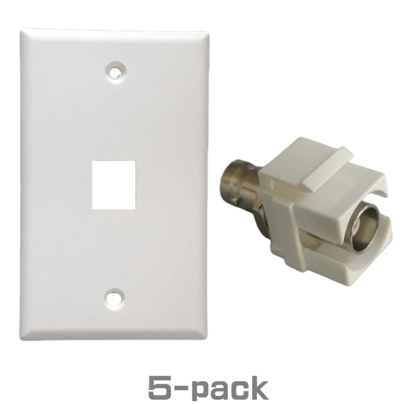 Conector hembra a hembra con soporte de hebilla para instalación de panel de pared, componente BNC Q9 SDI, blanco y negro, 5 piezas