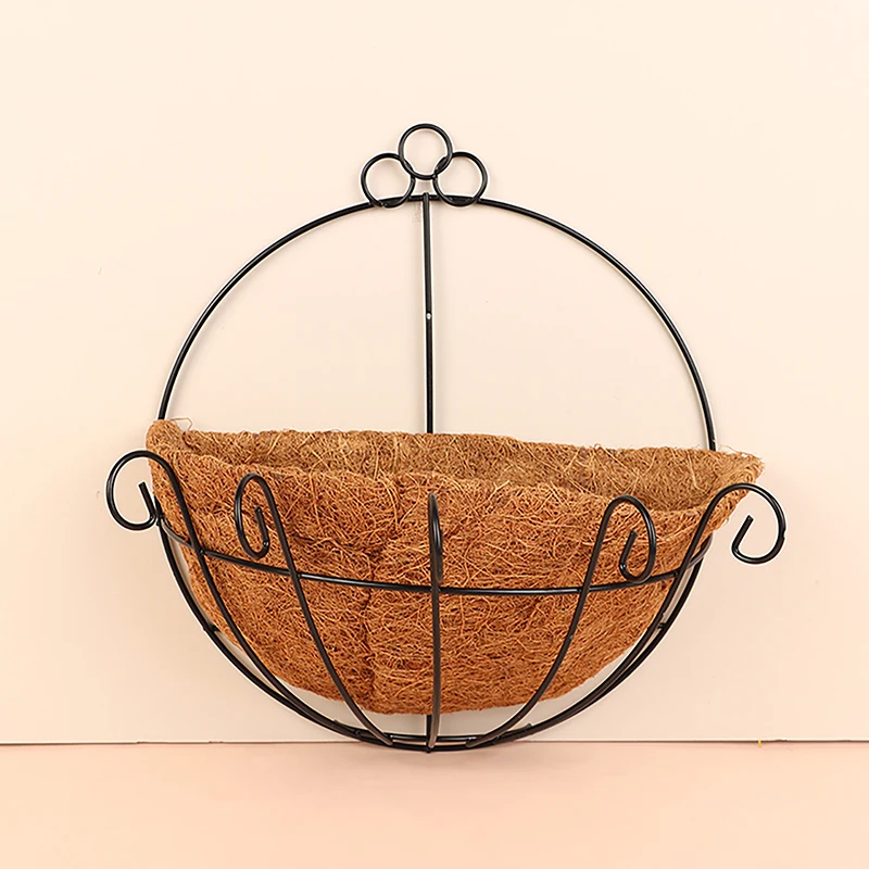 Flowerpot Iron Coco Coir Liner Hanging DIY Garden Hanging Planters Wall Baskets Half Round Plant Holder Case Home Decoration