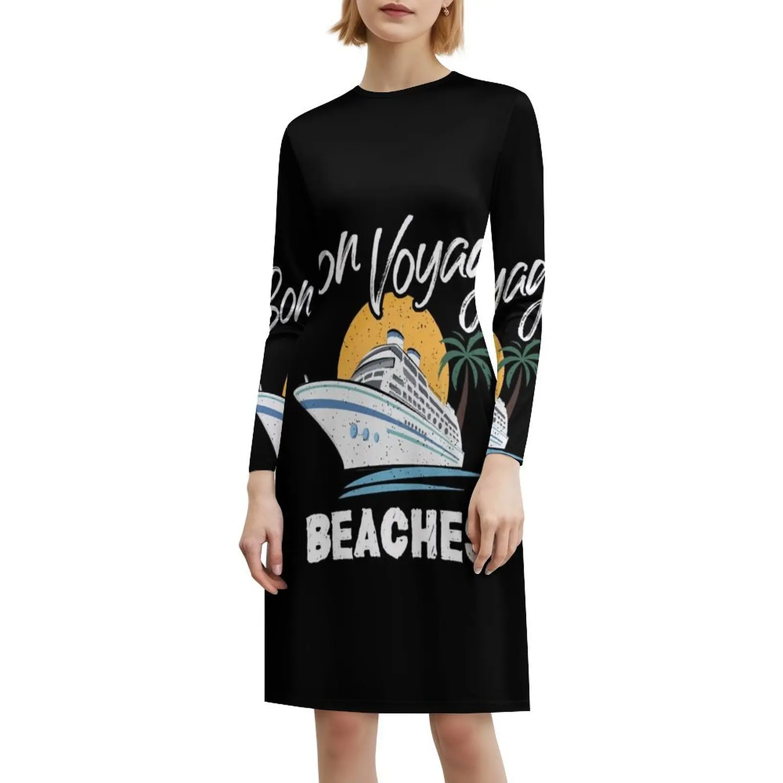 فستان كاجوال على الطراز الكوري من Bon Cruise Ship Beaches Graphic Cruising للنساء، فساتين بسيطة يومية للمكتب للسيدات، سفينة بون كروز