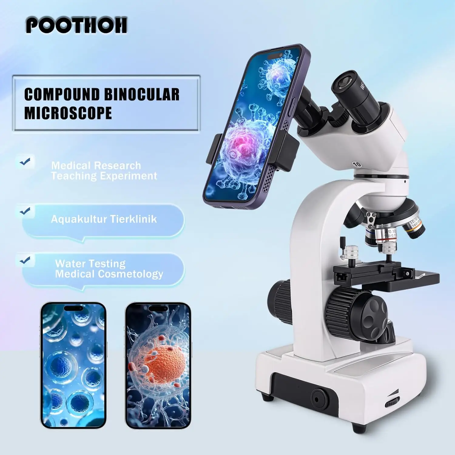 Binocular High Definition High Power Microscope Textbook for Students Biochemistry Lab Light Microscope for Children Junior High