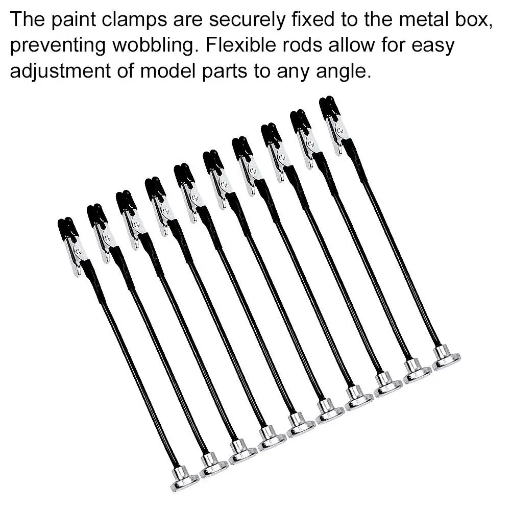 Metal Painting Stand Base Holder with 12 Magnetic Bendable Alligator Clips, Model Parts Assembly Tool Ideal for Airbrush Spray view 6