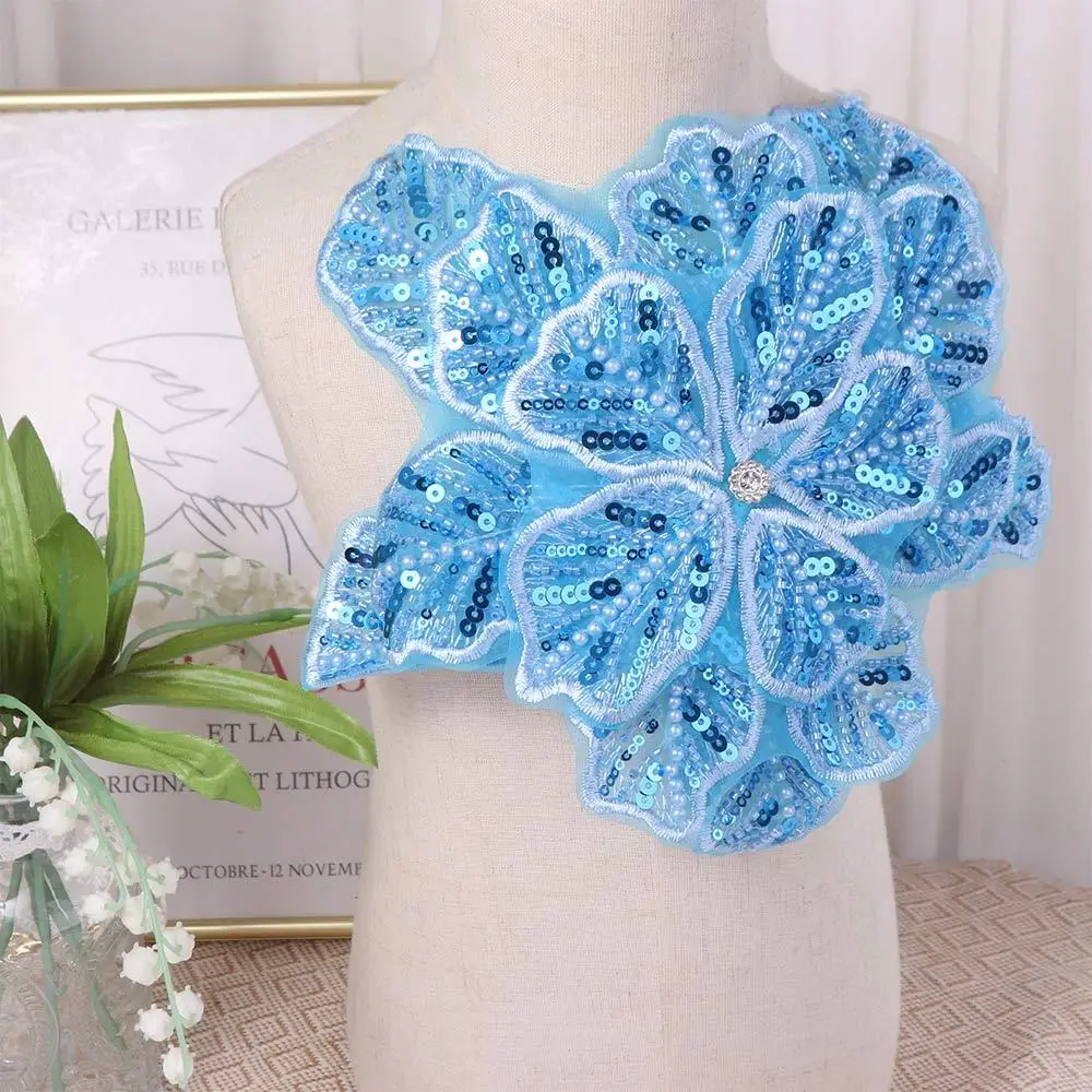 

DIY Clothing Brooch Flower Multi-layer Appliques Embroidered Large Size Clothing Patches Sequin 3D Clothing Applique Women