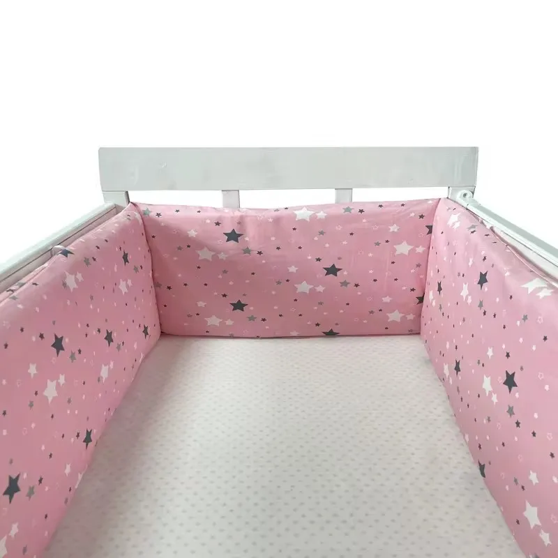 Nordic Sterren Babybed Dikker Bumpers Rits Ontwerp Een stuk Wieg Rond Kussen Cot Protector Kussens 200*30 CM
