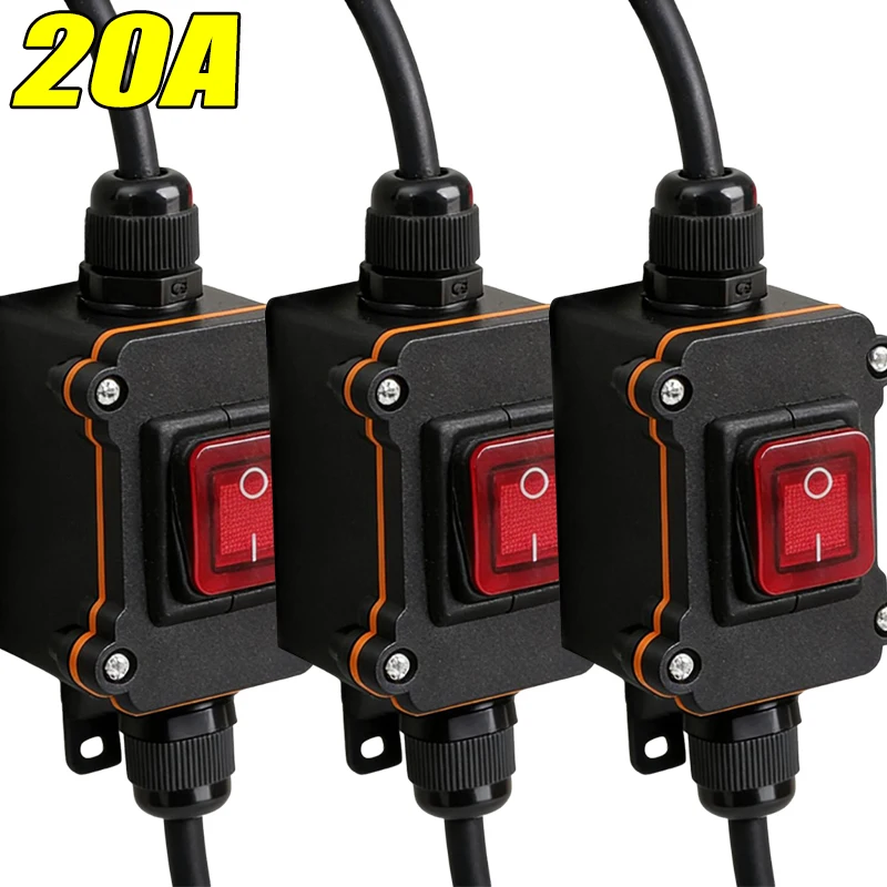 1-2pcs Waterproof Junction Box on/Off Marine Waterproof Rocker Switch IP67 Junction Box 20A High Current Connector Outdoor