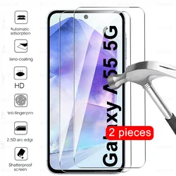 2 Pcs Tempered Glass For Samsung Galaxy A55 5G Screen Protector For Samsung A35 A25 A15 A05s A05 4G Full Cover Protective Film