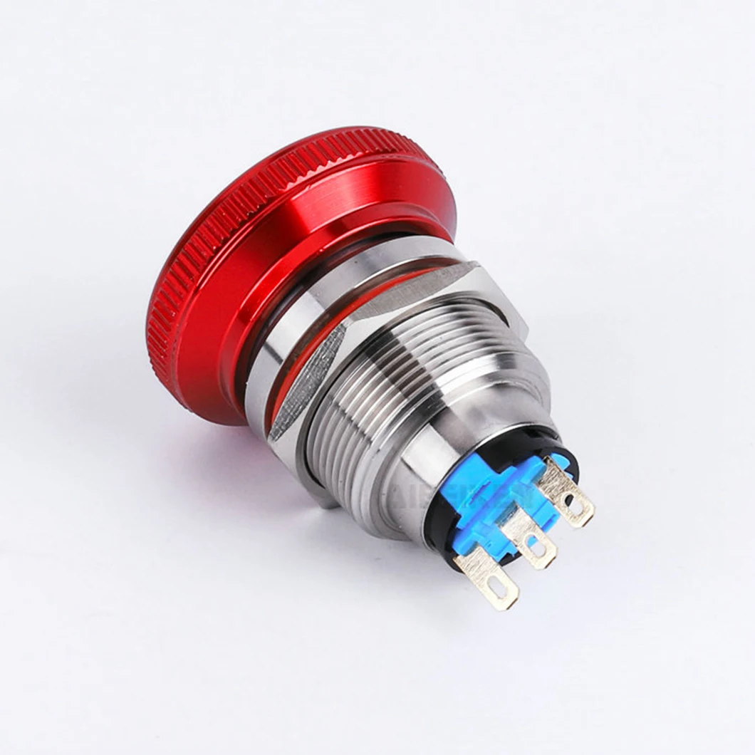 ABILKEEN 19/22MM Mushroom Head 1NO1NC/2NO2NC Emergency Stop Switch Latching Function Rotary Switch with 3Pin Terminal
