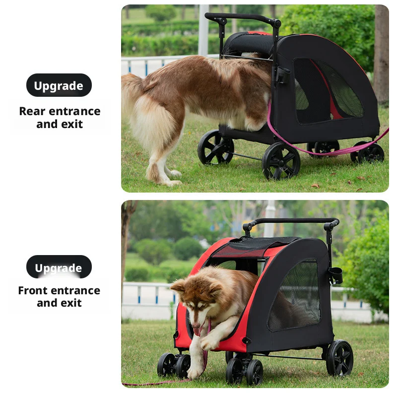 Medium Large Dog & Cat Multi-functional 4-Wheel Fabric Pet Stroller Outdoor Travel Walking Car Por Foldable