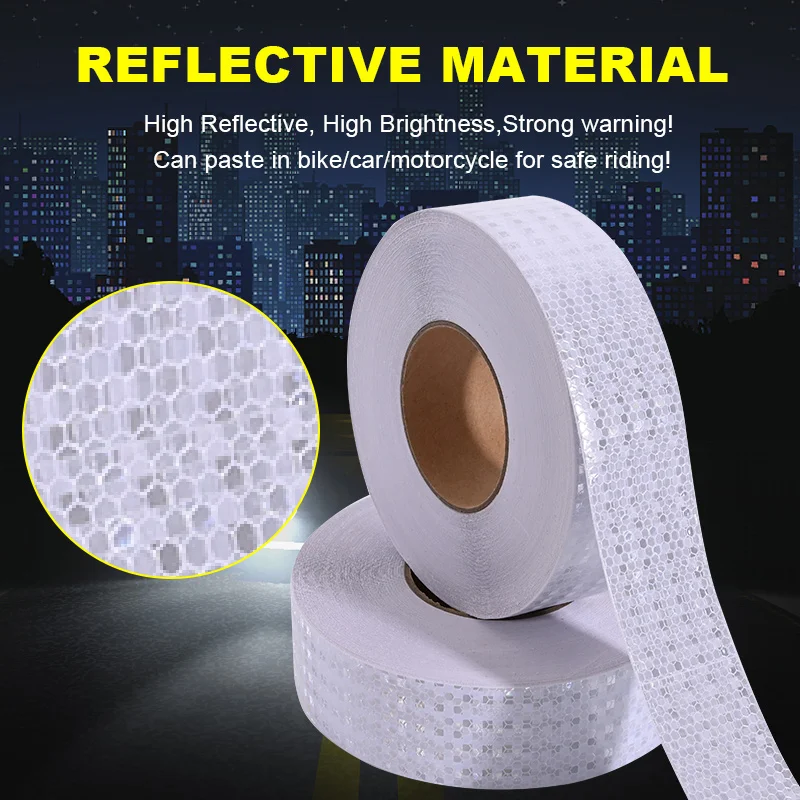 5cmx50m White Shining Reflective Tape Safety Warning Sticker Conspicuity Film Waterproof Adhesive Reflector Strips For Car Truck