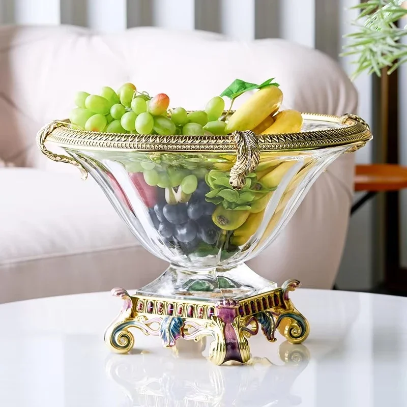

Luxury home decoration, home gift home entrance, king style glass fruit plate bowl