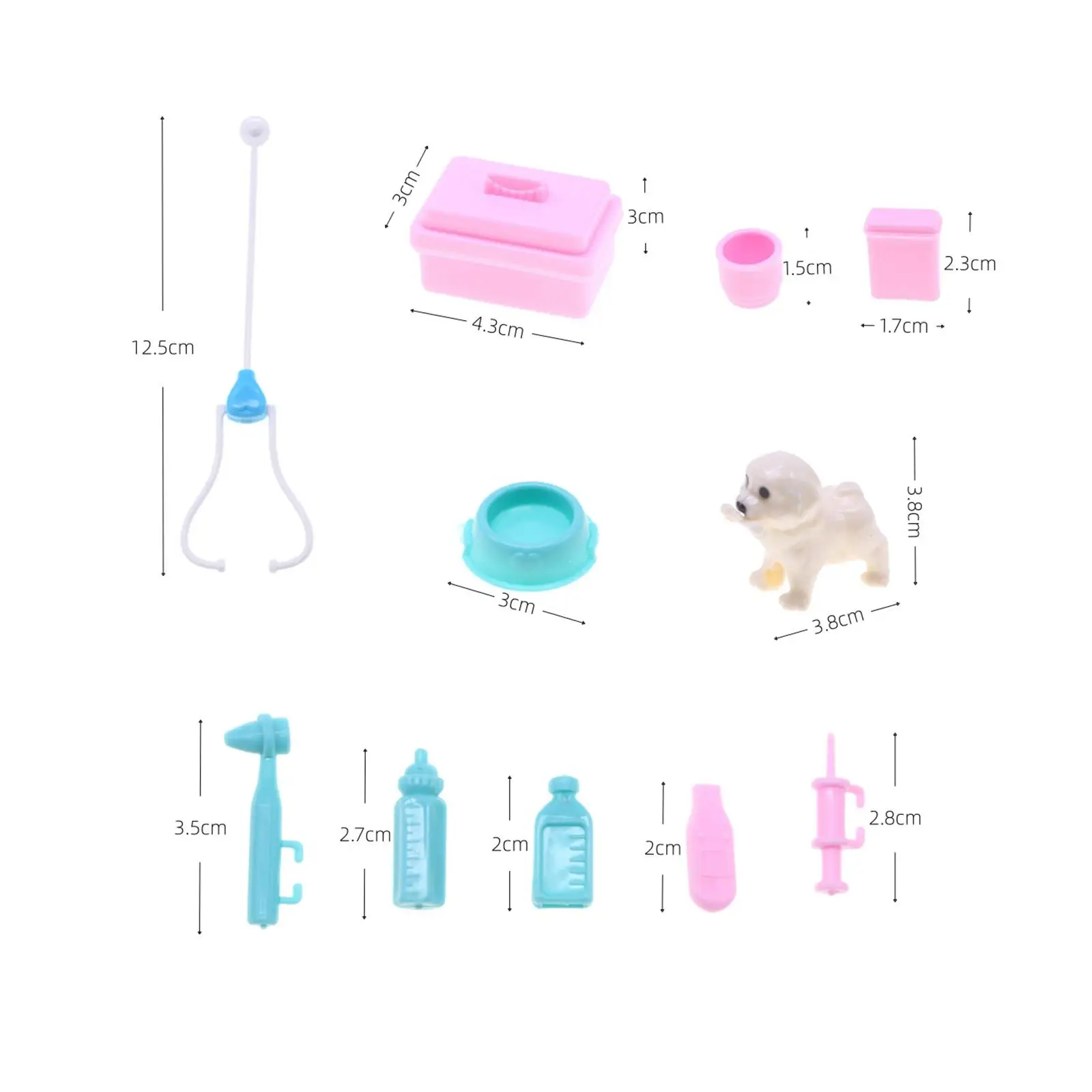 5x11x Vet Game Set Dollhouse Miniature Pet Doctor Props for Toddlers Kids Boys