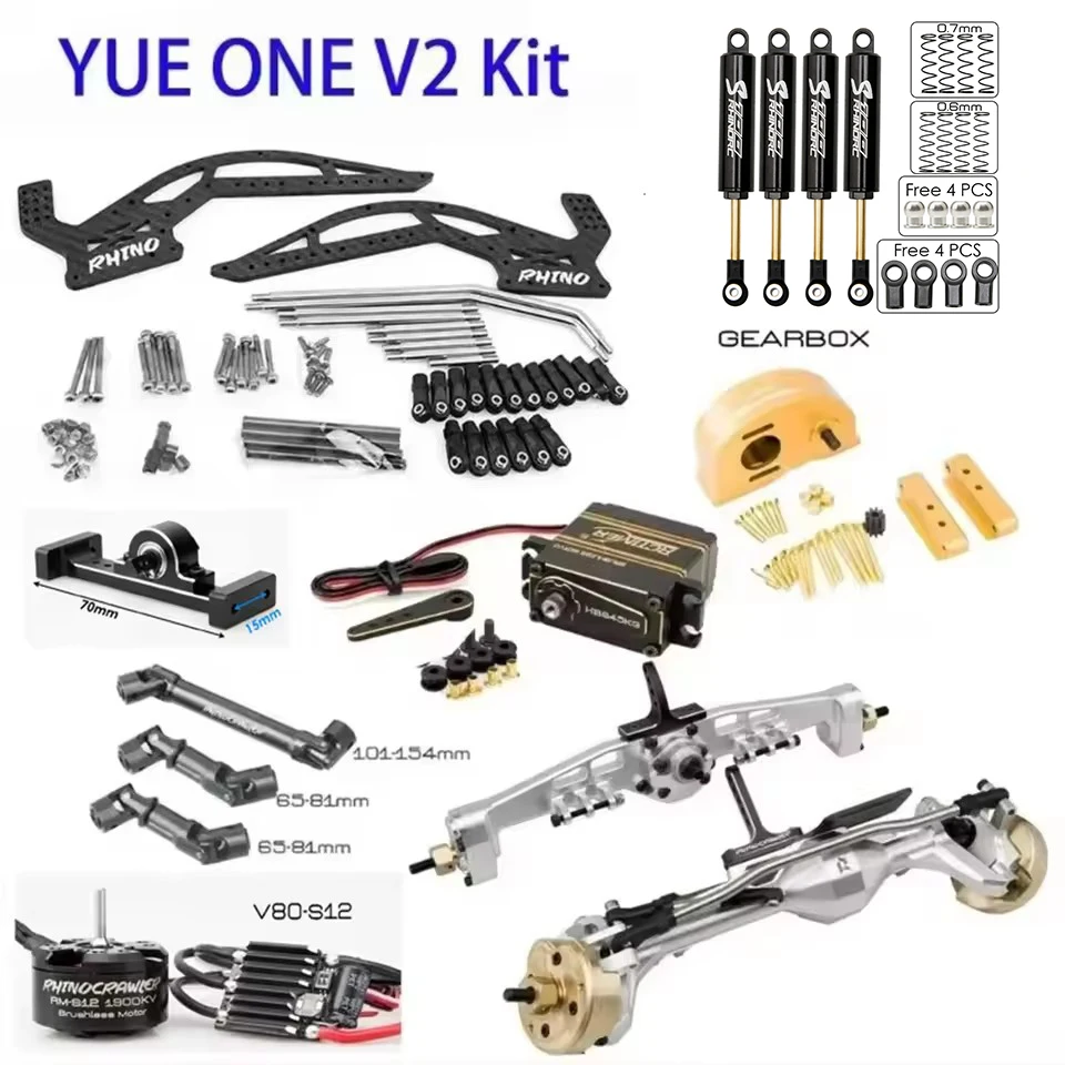 

Комплект гусеничного шасси с дистанционным управлением из углеродного волокна — обновленная версия YUE ONE V2 с портальными осями для осевого Capra масштаба 1/10