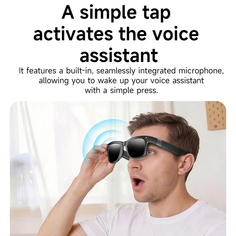 AI Smart Glasses with 2MP Camera AI Translation Video Audio Recording Bluetooth Calling with Mic Retro Black Sunglasses for Gift image 3