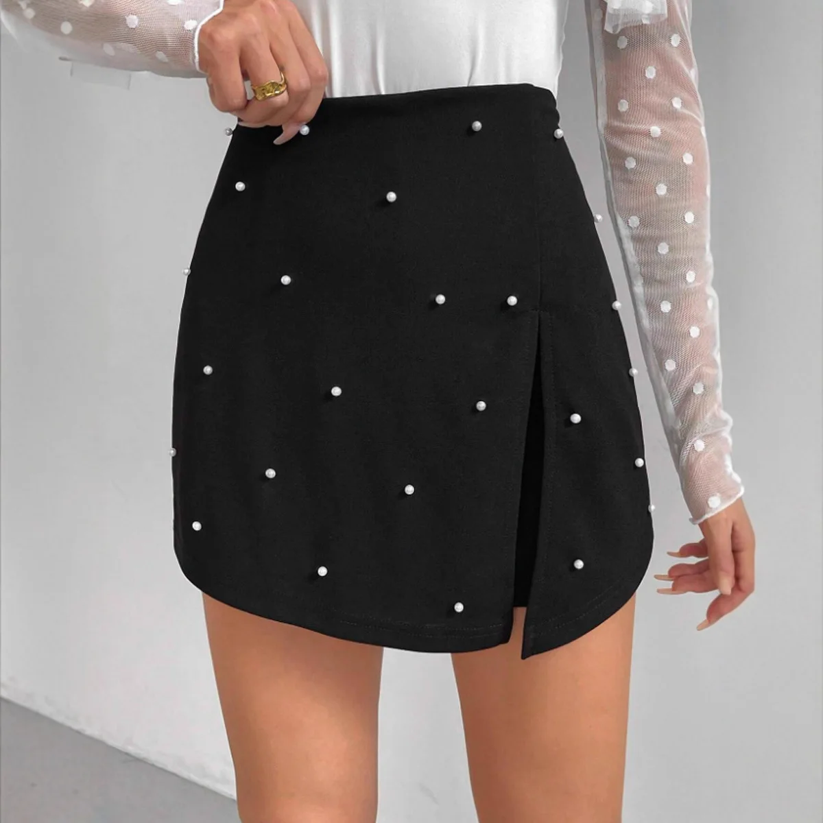 Women's Spring and Autumn New Arrival Best-selling Fashion Elastic Beaded European and American Style Skirt Pants