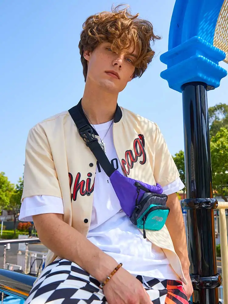 ZAFUL Shirt voor Mannen Korte Mouw Chicago Grafische Blouses Casual Streetwear Baseball Shirts Lente Zomer Knop Tops Z 4955638