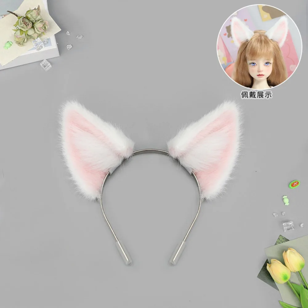 Soft Furry Cat Ear Hair Hoop for 1/3 Bjd 1/4 Bjd Dolls - Cute Realistic Animal Ears, Doll Cosplay Costume Accessories Toys