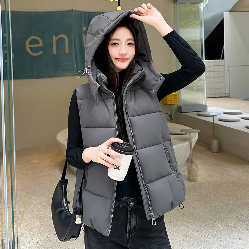 

Short Down Cotton Vest Jacket Women 2026 New Sleevele Parkas Warm Female Waistcoat Overcoat Ladies Bread Clothing