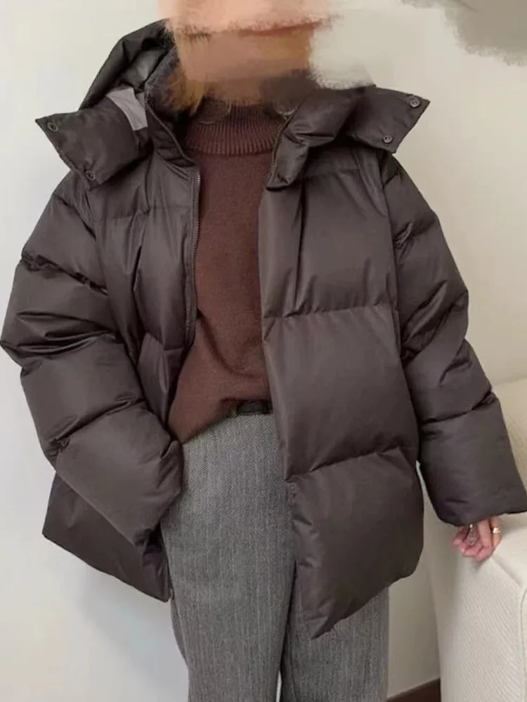 

Women's Puffy Hooded down Cotton Jaet Thi Warm Long Bread Sle Autumn Winter Coat Zipper Closure Color Commute Fas...