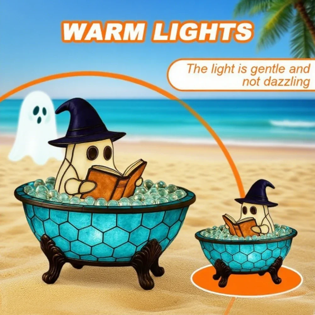 1/2X LED Halloween Ghost Bubble Bath Lamp Kleurveranderende Sfeerlicht Halloween Ghost Nachtlampje Leuke Lamp Halloween Decoraties