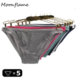 Moonflame 5 Pcs/Lot Hot Sale Solid Color Cotton Women's Briefs For Women Underwear Ladies Panties