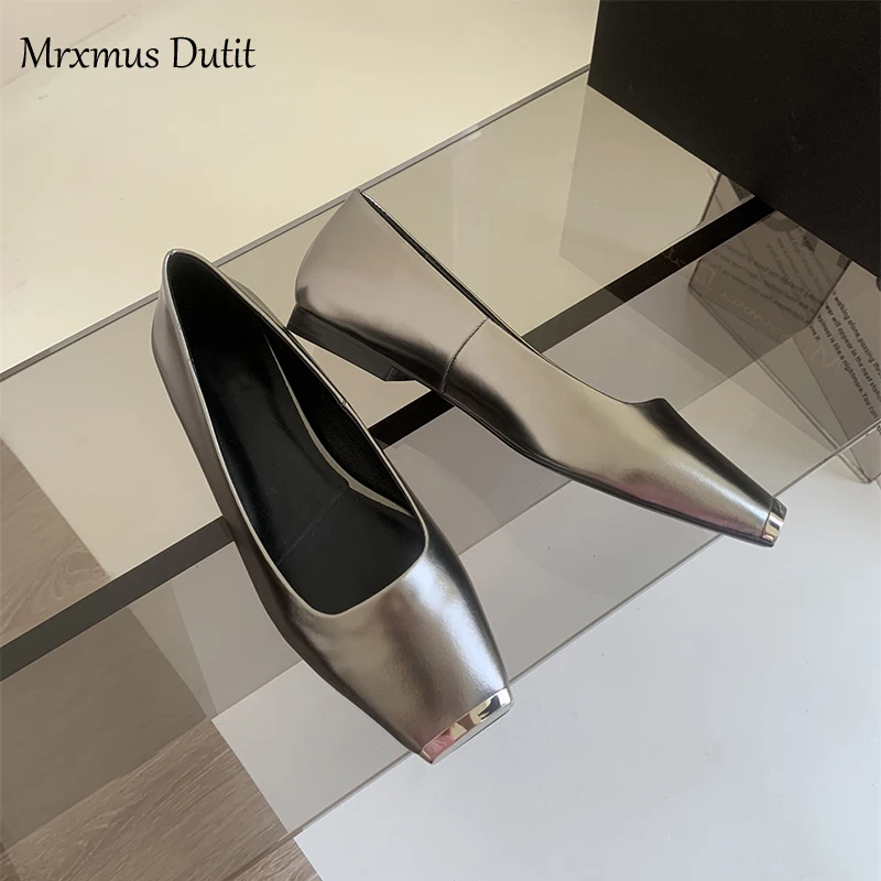 Mrxmus Dutit 2023 Spring Summer Fashion New Women Square Head Solid Flats Ballet Shoes Versatile Simple Casual Shoes Female Chic