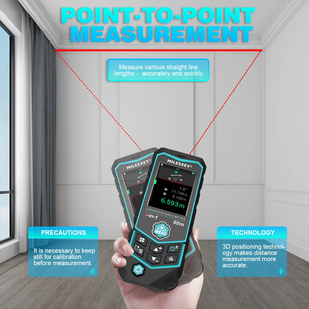 Mileseey R2B 80M เครื่องวัดระยะด้วยเลเซอร์ เครื่องวัดระยะด้วยเลเซอร์
