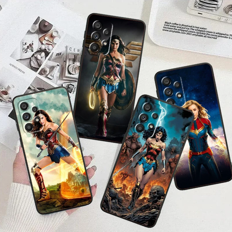 W-Wonders Woman Brave Anime For Samsung A53 A52 A33 A32 A51 A71 A21S A13 A73 A55 A22 A23 A35 A72 A54 A12 5G Black Back