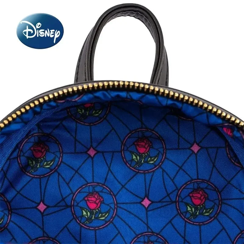 Imagem -04 - Mini Mochila Princesa Disney para Mulheres Beleza e Fera Desenhos Animados Mochila Infantil Marca de Luxo Nova Moda