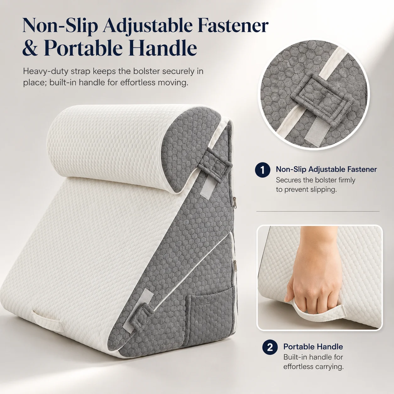 Adjustable Wedge Memory Foam Pillow Bed Rest Pillow for Acid Reflux Back Pain Relief Headboard Sleeping Snoring Back Support