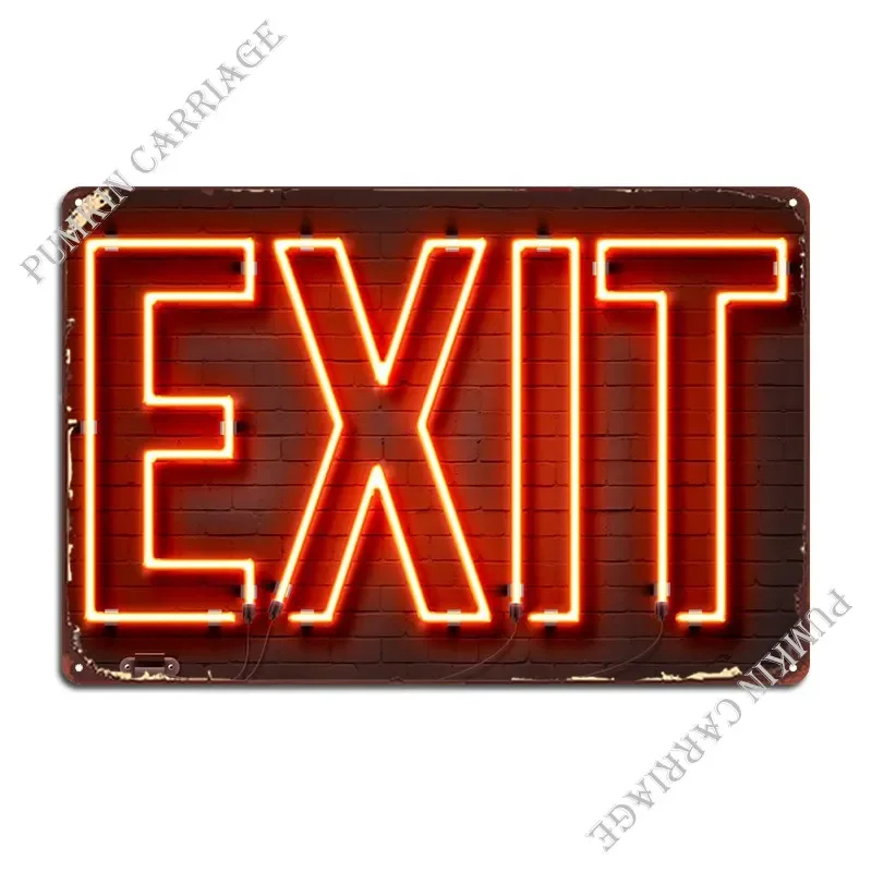 Vintage Exit Neon Sign Metal Plaque Wall Decor  Retro Iron Cinema Tin Sign Poster for Home Bar Cafe or Office