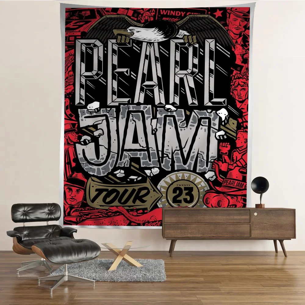 

P-Pearl J-Jam Band Cartoon Tapestry Art Science Fiction Room Home Decor Wall Hanging Home Decor