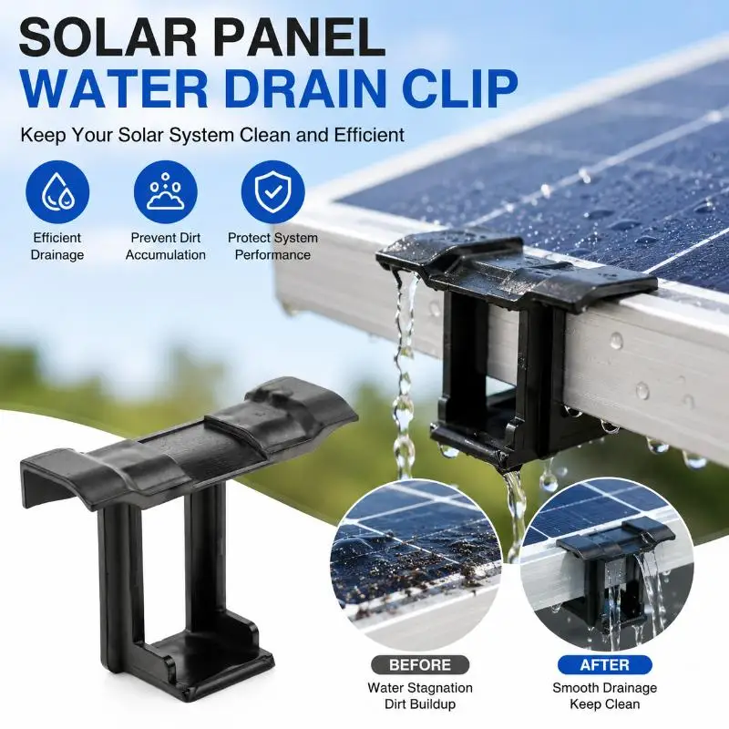 4PCS 35/40/45mm Solar Panel Water Drainage Clips Photovoltaic Panel Water Drained Away Clip Water Dust Remove Stagnant