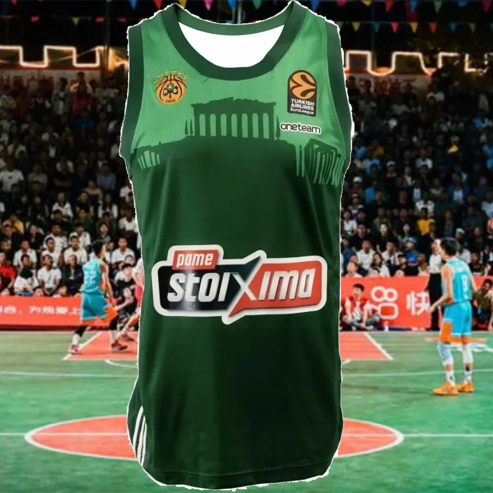 

25 мужская баскетбольная рубашка Panathinaikos для дома и на выезде, детский объемный тренировочный баскетбольный 3D дышащий мотоциклетный жилет для подростков