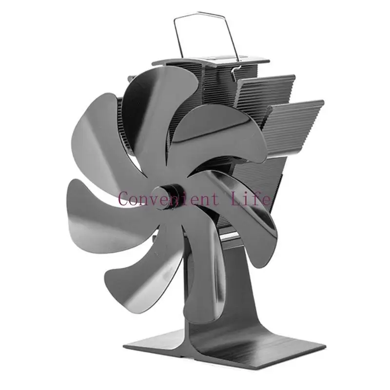 

L1EE Silent Stove Fan Heat Powered Fan with Thermometer Black Eco Friendly Rooms