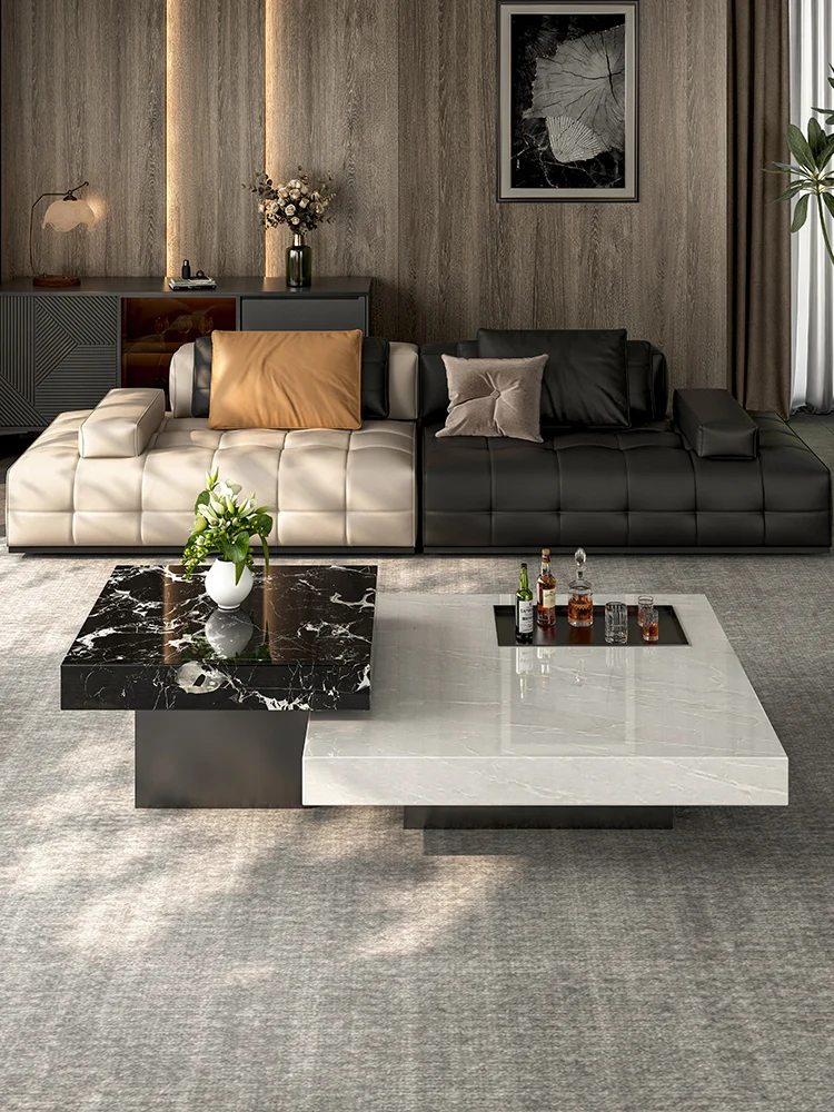 

Marble coffee table imported natural luxury stone Kari ice jade coffee table combination light luxury high-end square suspended