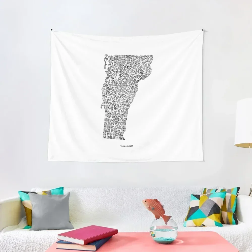 

Vermont Typography Map Tapestry Room Decor Aesthetic House Decor Decorations For Your Bedroom Tapestry