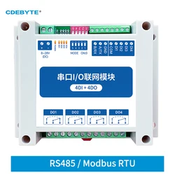 ModBus RTU Serial IO Module RS485 Interface 4DI+4DO 4 Digital Outputs Rail Installation 8~28VDC CDEBYTE MA01-AXCX4040