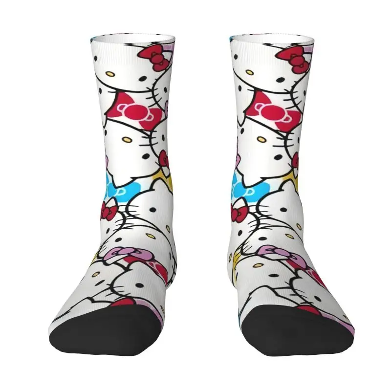 Chaussettes de dessin animé personnalisées pour hommes et femmes, impression de nouveauté, Hello Kitty, Sanurgente, Japon, chaussettes d'équipage commandées, été, automne, hiver