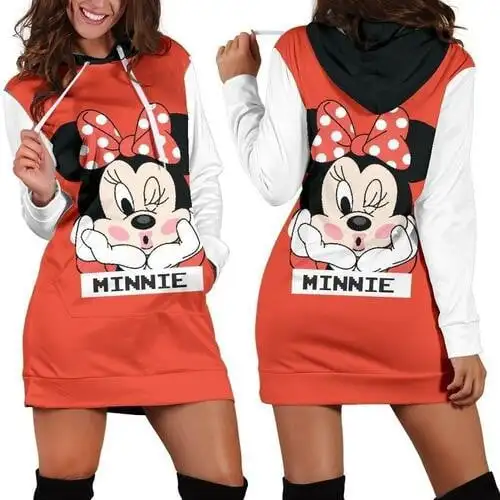 Minnie Disney Womens Hoodie Dress Sweater Dress Sweatshirt Dresses Hoodie disney hoodie dress