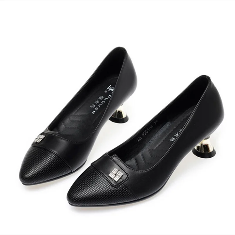 women fashion sweet pointed toe black patent leather slip on stiletto heels lady casual office & party pumps zapatos mujer a96