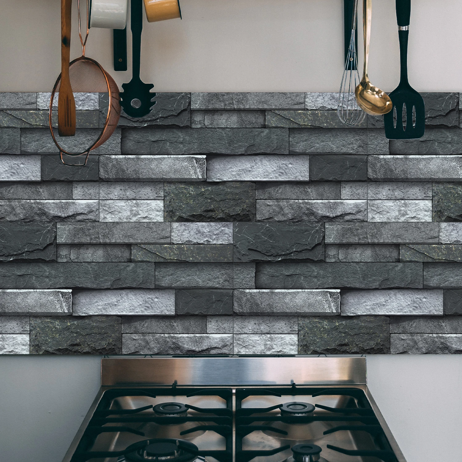 

Deep gray stone wall simulation texture self-adhesive wall sticker for living room, balcony, industrial space decoration