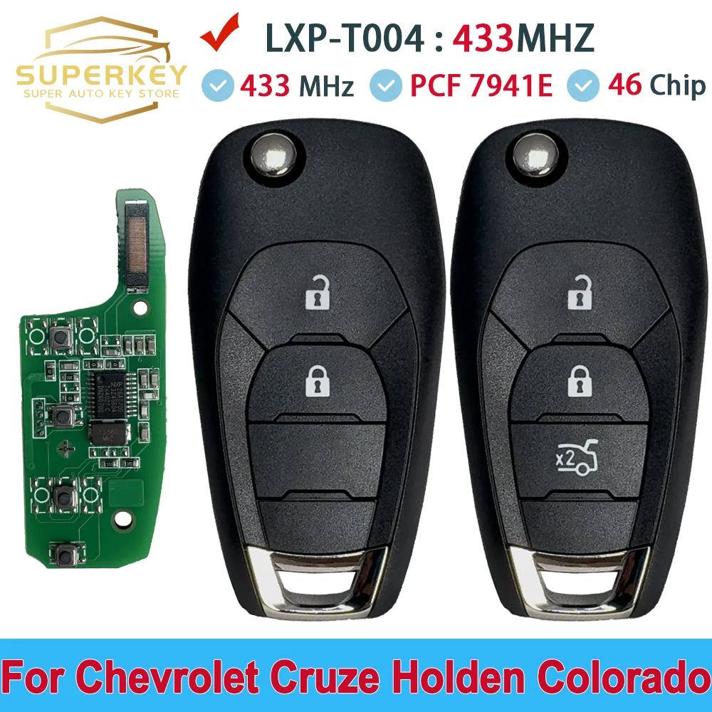 SUPERKEY 5933396   Para Chevrolet Cruze Avo Holden Trax LS insignia Trailblazer 2/3/4 botones Flip remoto llave de coche 433MHz ASK PCF7941E