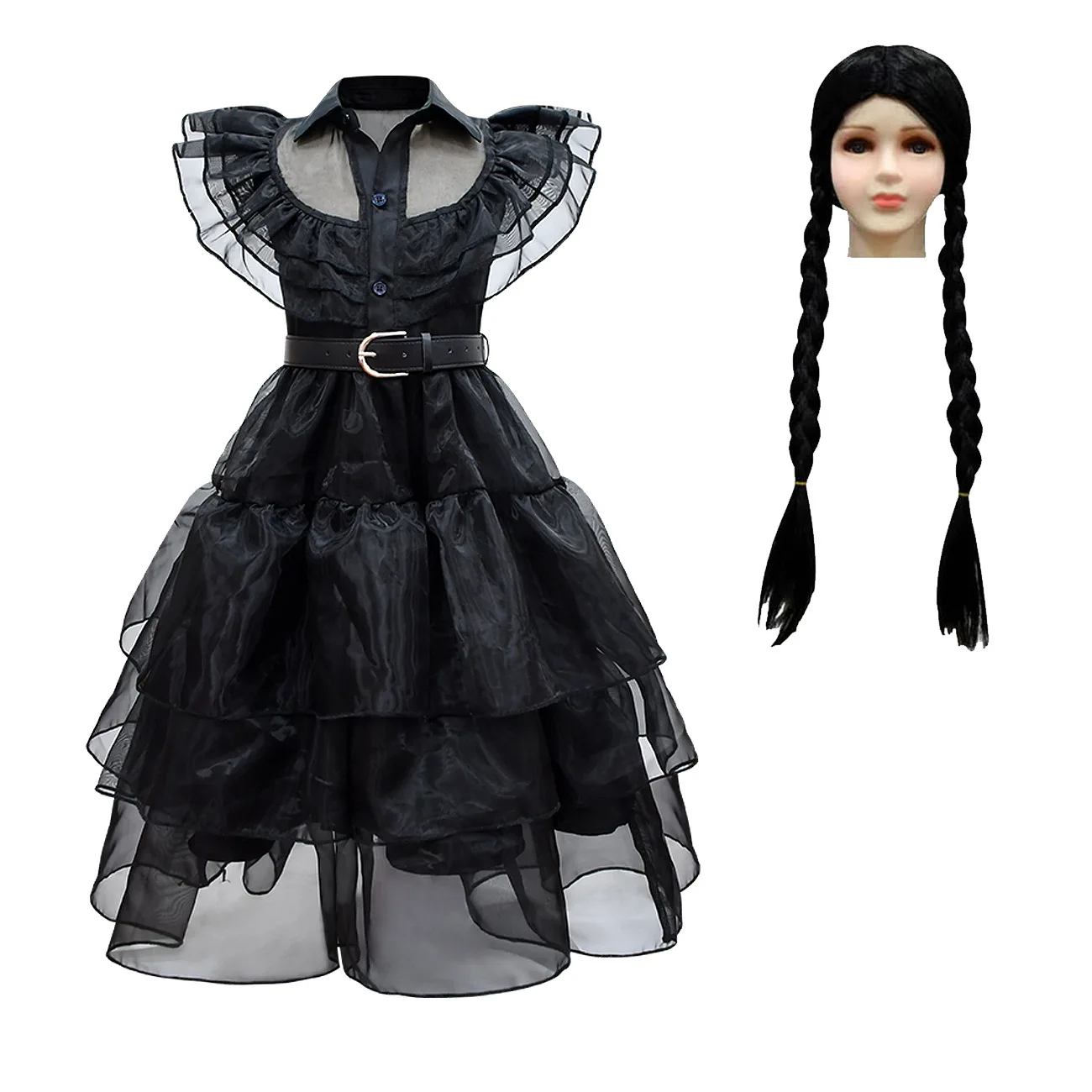 

Kids Evening Dress Cosplay Costume Wednesday Addams Family Addams Girls Black Girls Vintage Gothic Outfits Halloween Clothes