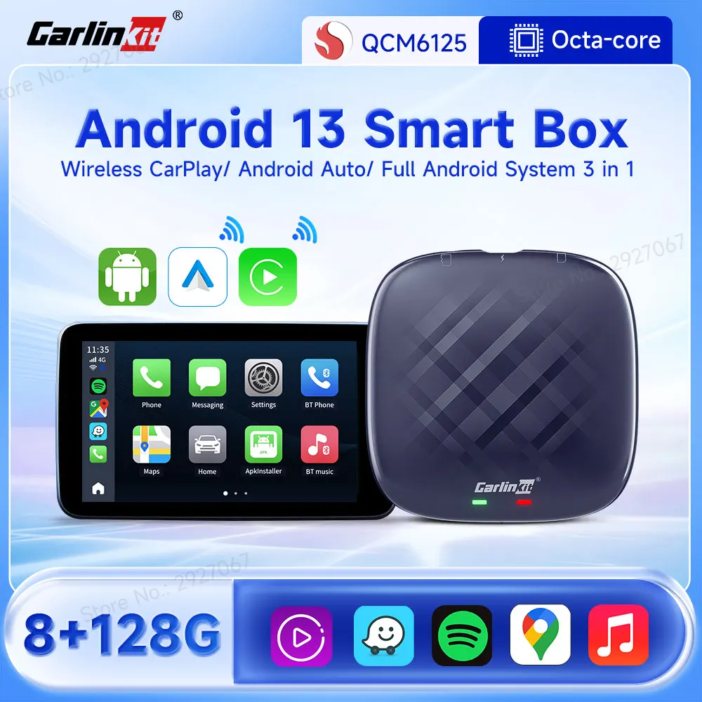 CarlinKit CarPlay Ai Android Tv Box QCM6125 Octa-core Android 13 Wireless Car Play Android Auto Box 8+128G 4GLTE for SIM Card