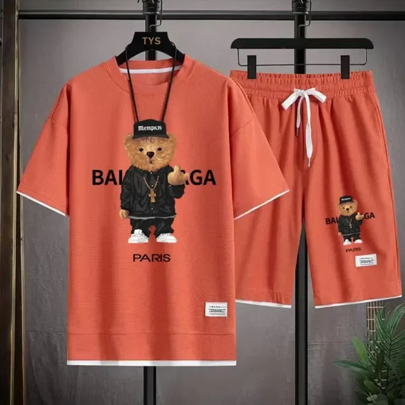 

2025 Men's Casual Set: Comfortable and Breathable Fitness Set, Summer quick-drying short-sleeved T-shirt + jogging shorts Casual