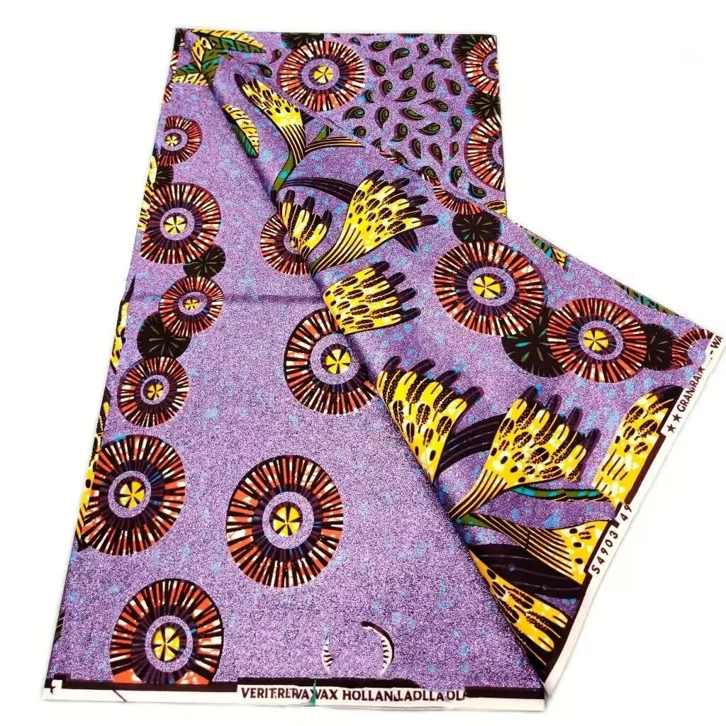2026 Nowy Styl Nigeriańska Tkanina z Nadrukiem Golden Wax Print – Wysokiej Jakości Afrykańska Tkanina Wax Print do Patchworku, Odzieży i DIY „HS3”