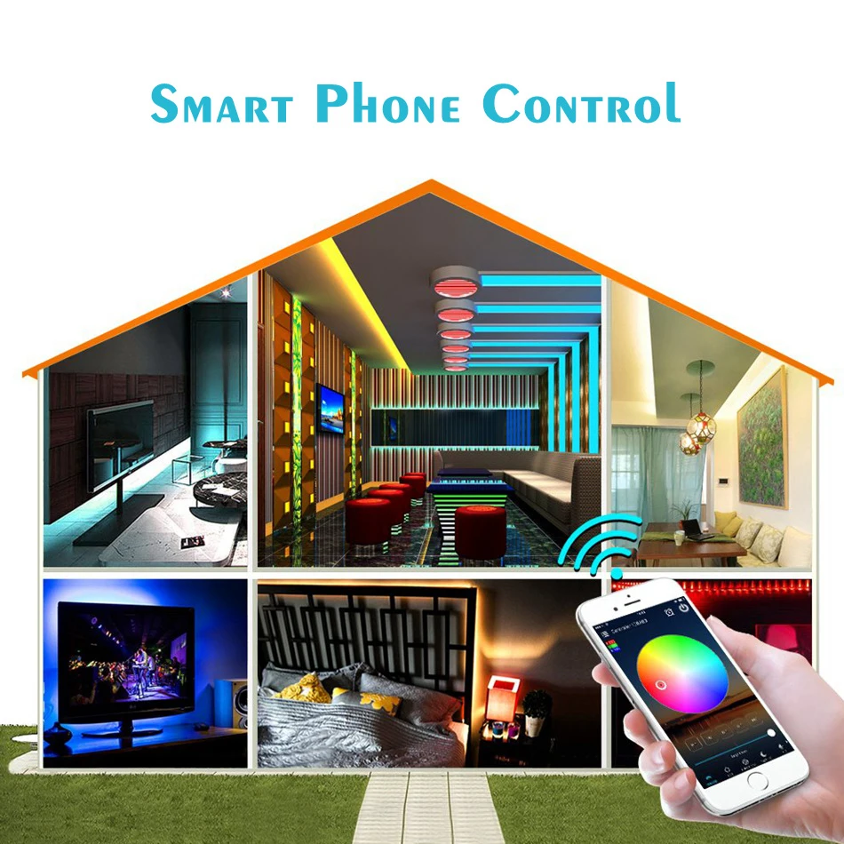 Controller per strisce LED RGB WIFI con adattatore di alimentazione 12V 2A suono musicale controllo smartphone AC220V spina US EU per luce LED RGB