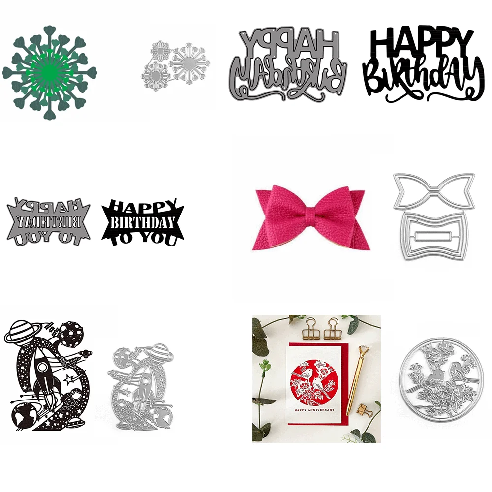Alles Gute zum Geburtstag, Wort, Metall-Stanzformen, Vogel-Prägung, gestanzt, 2024, neu, für DIY-Kartenherstellung, Scrapbooking, Bastelbedarf