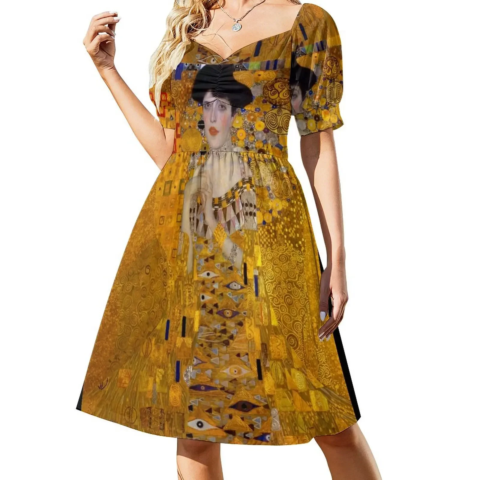 

GUSTAV KLIMT - Portrait of Adele Bloch-Bauer I Original HD Gustav Klimt Art Print Sleeveless Dress