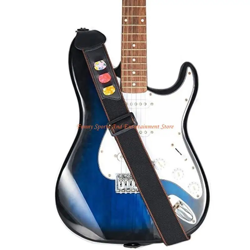 C4DE Akustik-E-Gitarrengurte mit Pick-Pocket-Schultergurt aus Baumwolle – Detail 7